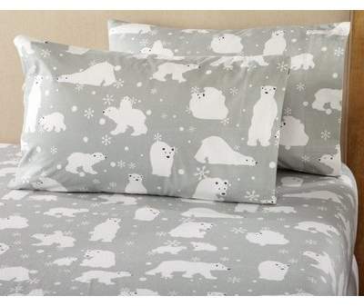 Wayfair Janiya Polar Bears Super Soft Printed Flannel Cotton Sheet Set