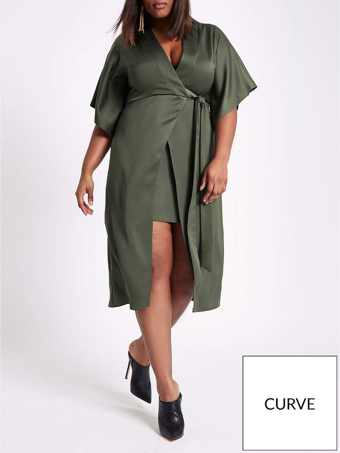 RI Plus Waisted Midi Dress - Khaki