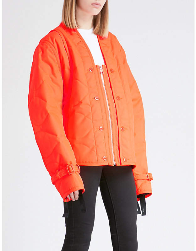 Square-neck quilted shell jacket