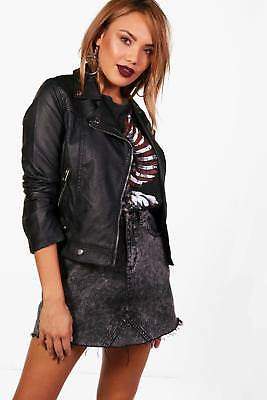 Damen Mya vegane Bikerjacke aus Leder mit Steppmuster