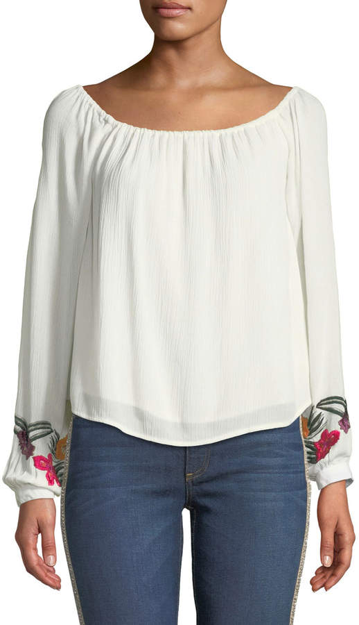 Lovers And Friends Over-The-Sea Embroidered-Sleeve Blouse