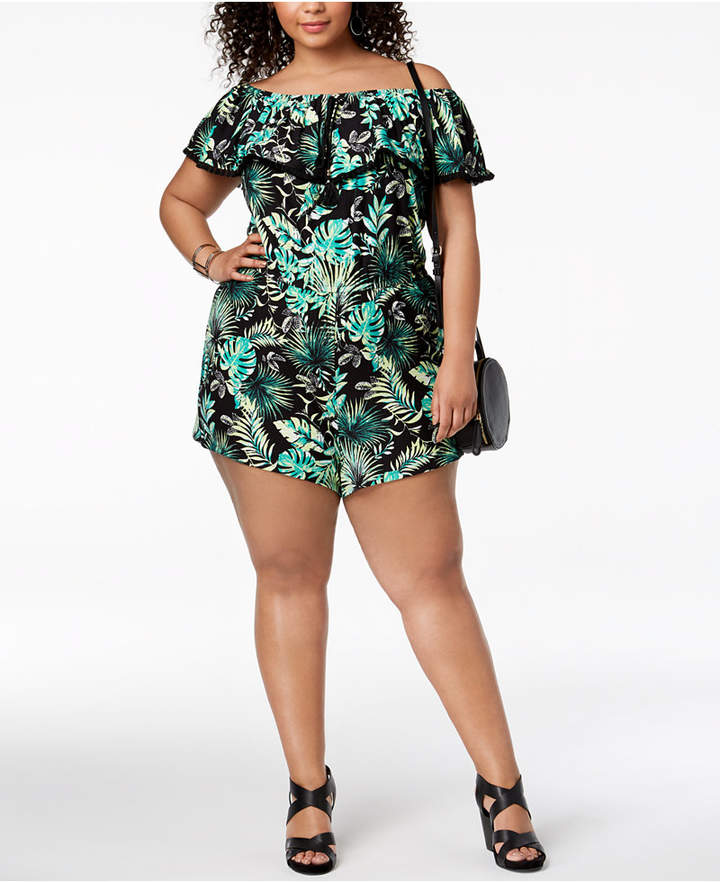 Trendy Plus Size Off-The-Shoulder Romper