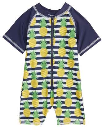 Sol Swim Preppy Pineapples One-Piece Rashguard Swimsuit