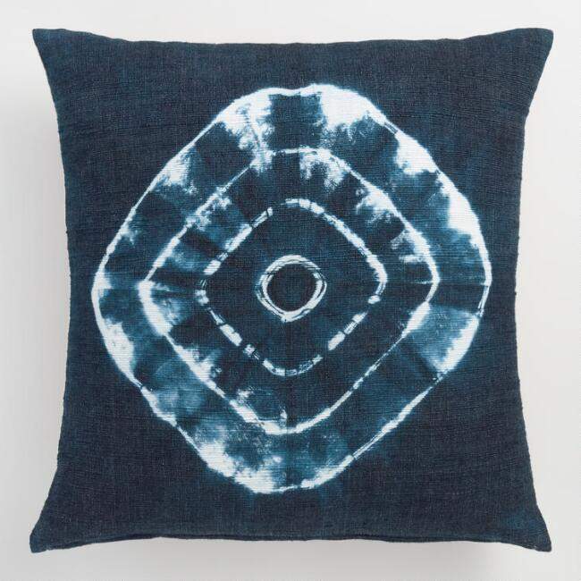 Indigo Spiral Tie Dye Throw Pillow