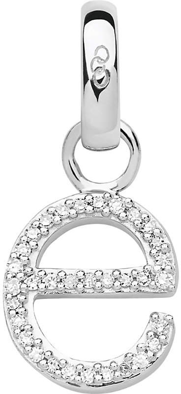 Alphabet E sterling silver and diamond charm