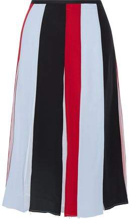 Gabriela Hearst Pleated Color-Block Silk-Georgette Skirt
