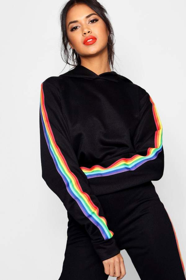Lola Tall Rainbow Trim Crop Hoody