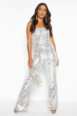 boohoo Sequin Cami Flared Leg Jumpsuit