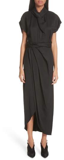 Split Front Gathered Sheath Dress