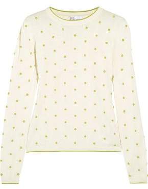 Polka-Dot Embroidered Cotton Sweater