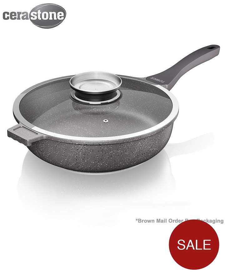 CeraStone 28 Cm Saute Pan With Infuser Glass Lid – Grey