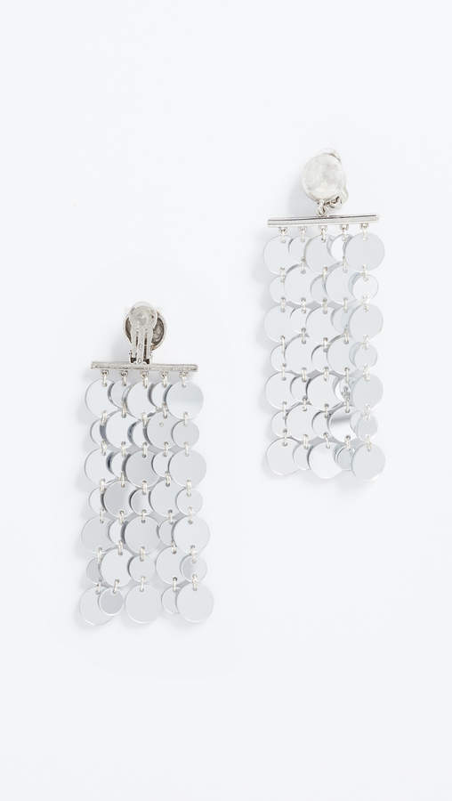 Hammered Circle Drop Clip On Earrings