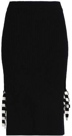 Tie-Detailed Ribbed Wool And Cashmere-Blend Skirt