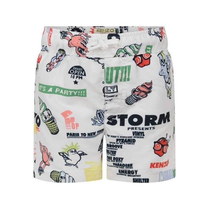 KidsBaby Boys White Food Fiesta Drake Swim Shorts