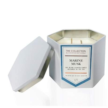 Hexagon White Tin Candle - Marine Musk - 11oz - The Urban Collection by Chesapeake Bay Candle