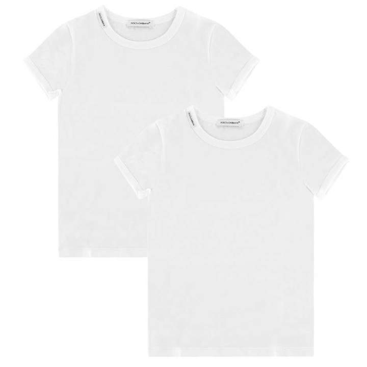 Dolce & GabbanaBoys White Cotton Jersey Tops Set (2 Pack)