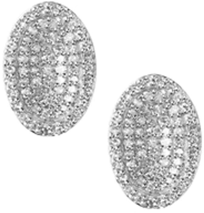 Sterling Silver and Diamond Concave Earrings