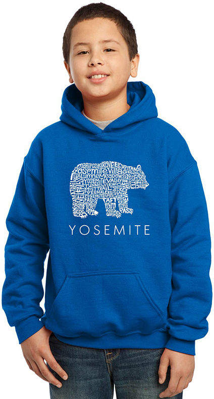LOS ANGELES POP ART Los Angeles Pop Art Boy's Word Art Hooded Sweatshirt - Yosemite Bear