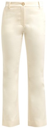 Valentino Mid Rise Wool Blend Flared Trousers - Womens - Ivory
