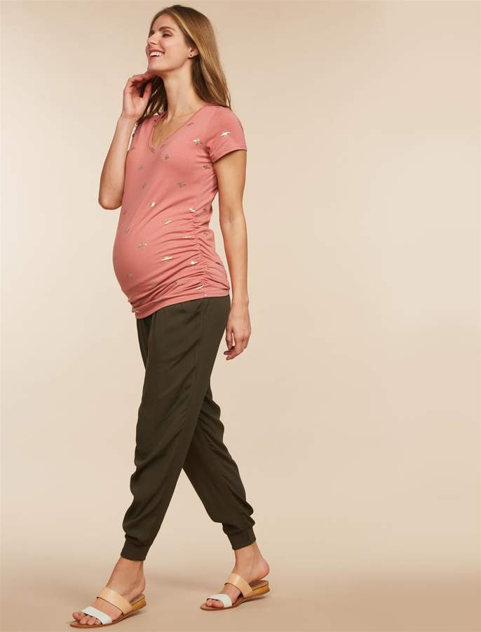 Motherhood Maternity Under Belly Crinkle Gauze Maternity Jogger Pant