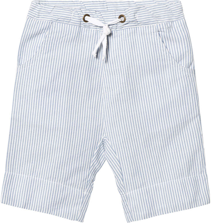 eBBe Kids Off White and Blue Stripe Joel Low Crotch Shorts