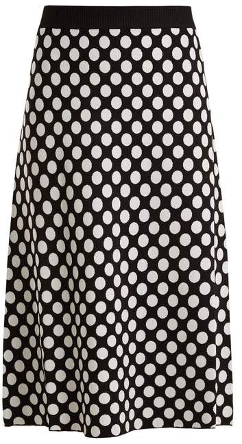 A-line polka dot-jacquard knit skirt
