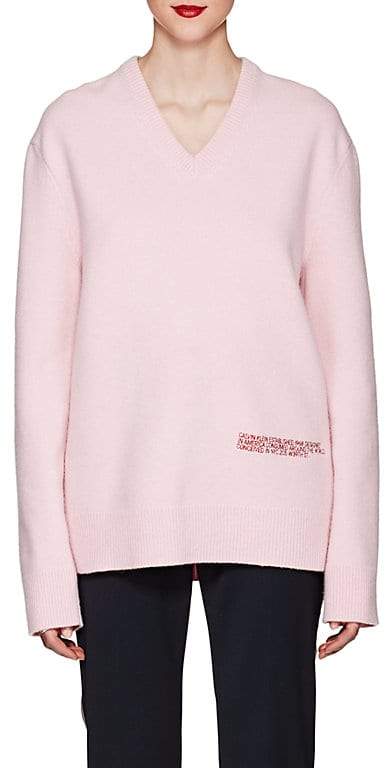 Women's Embroidered-Logo Wool-Cotton Sweater