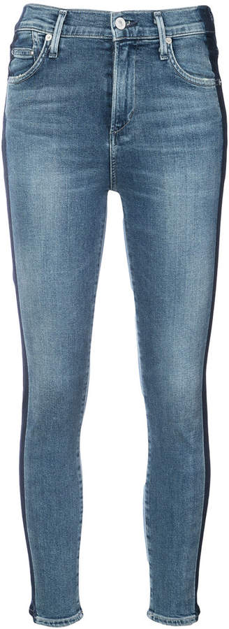 Skinny-Jeans mit dekorativen Streifen