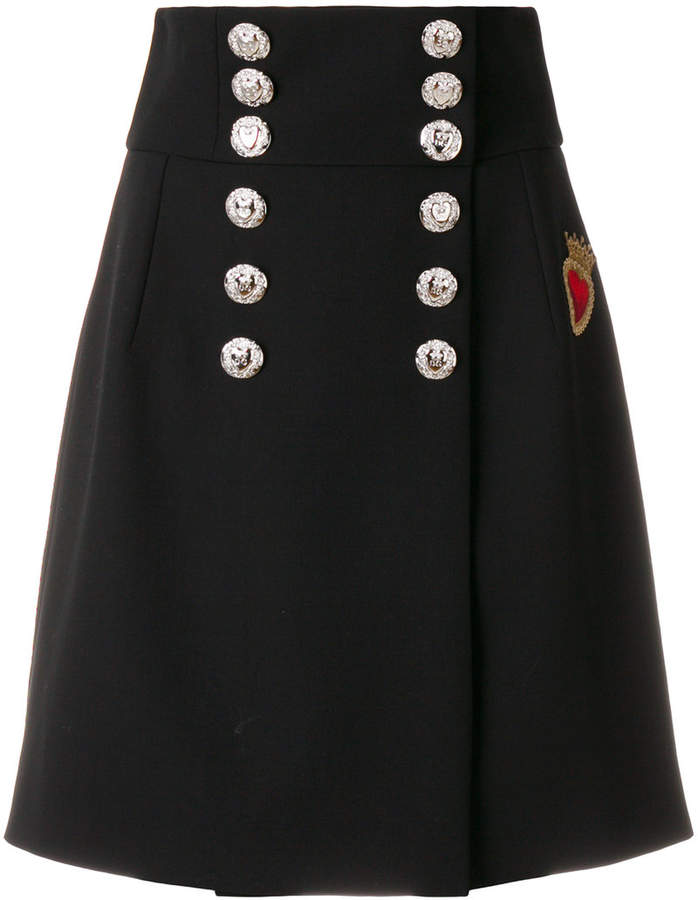 Sacred Heart buttoned A-line skirt
