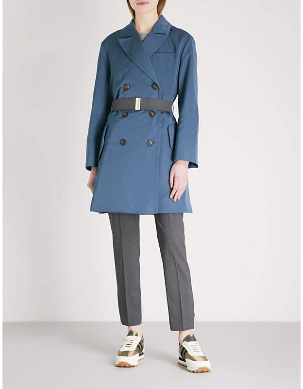 Double-breasted shell trench coat