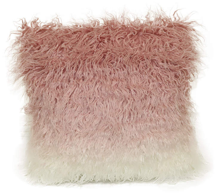 Pink Ombre Faux Fur Throw Pillow
