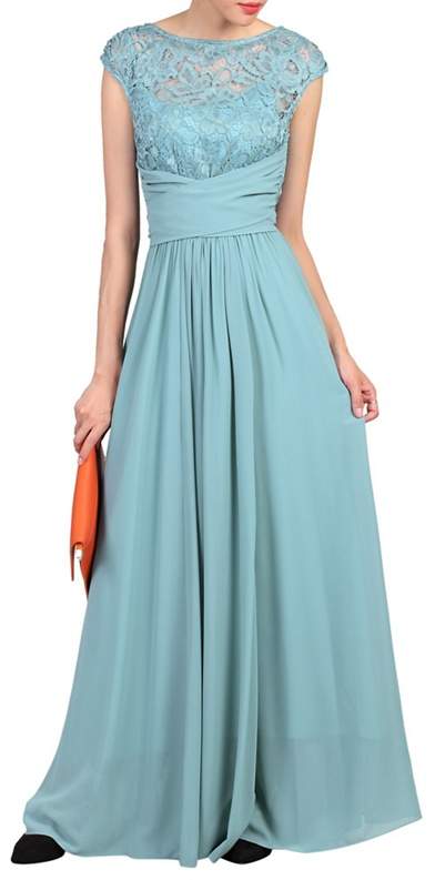 Jolie Moi - Light Turquoise Lace Bodice Maxi Prom Dress