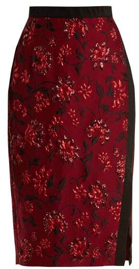Sandrin floral-brocade pencil skirt