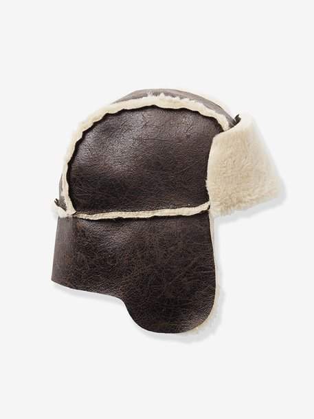 Boys' Lined Trapper Hat - brown dark solid