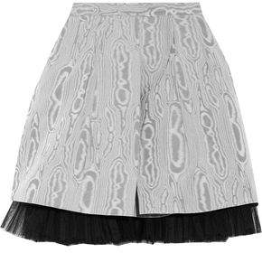 Moulded Tulle-Trimmed Printed Taffeta Mini Skirt