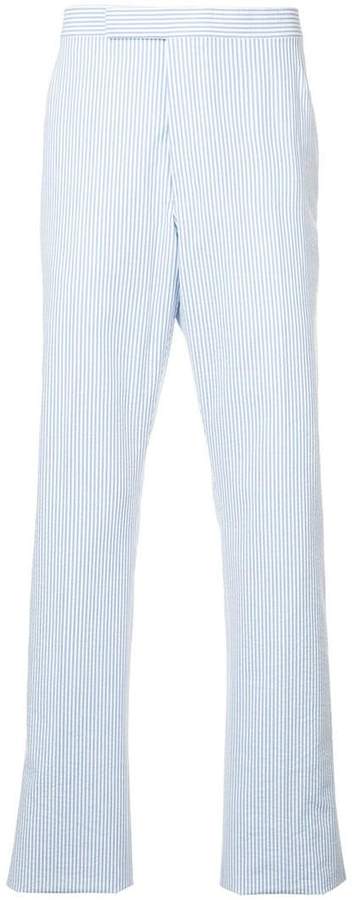 slim seersucker stripe trousers
