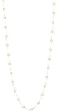 Sea Of Beauty 3MM Round Akoya Pearl & 14K Yellow Gold Station Necklace