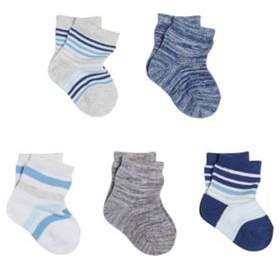 5 Pair Pack of Striped and Space Dye Ankle Socks