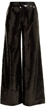 Halpern Wide Leg Sequined Trousers - Womens - Black Halpern Wide Leg Sequined Trousers - Womens - Black