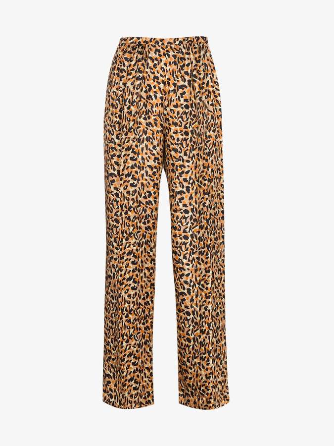 Silk Leopard Print Trousers