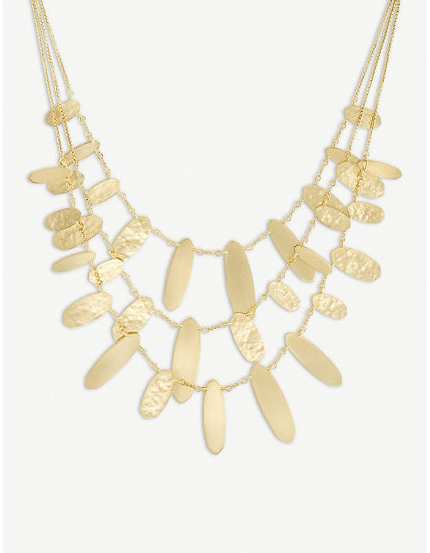 Nettie hammered tab 14ct gold-plated necklace