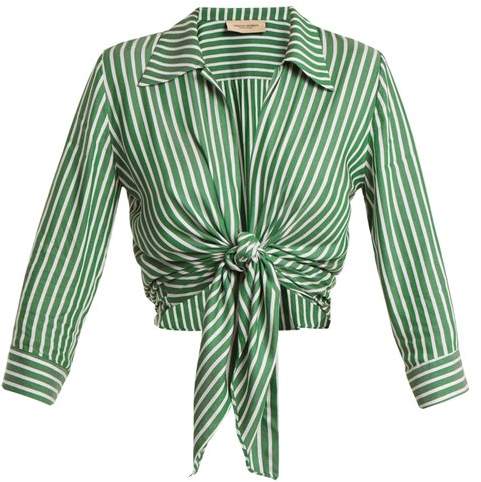 ADRIANA DEGREAS Striped tie-front cover-up