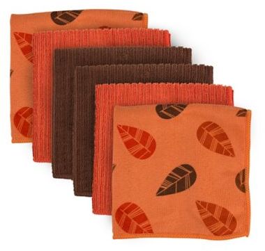  6-Pack Leaves Microfiber Dishcloths in Orange