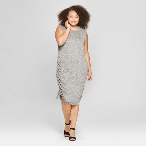 Women's Plus Size Ruched Side Knit Dress