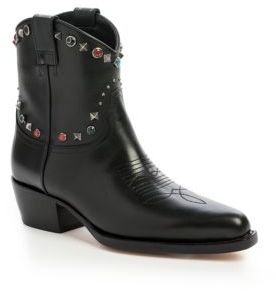 Valentino Embellished Leather Cowboy Boots