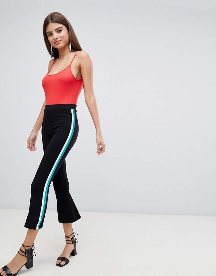 DESIGN cropped flare leggings with side tape