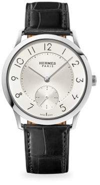 Hermes Watches Slim D'Hermes Manufacture, Stainless Steel & Alligator Strap Watch