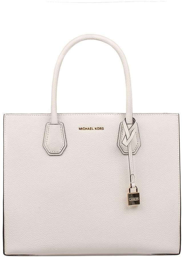 Michael Kors White Mercer Hammered Leather Top Handle Bag - WHITE - STYLE