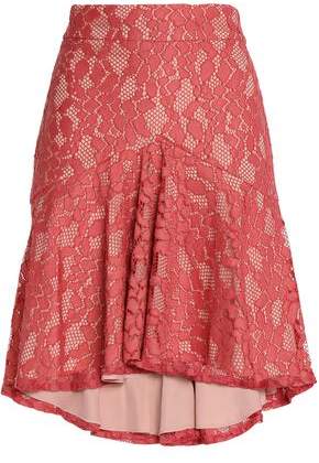Asymmetric Pleated Corded Lace Skirt
