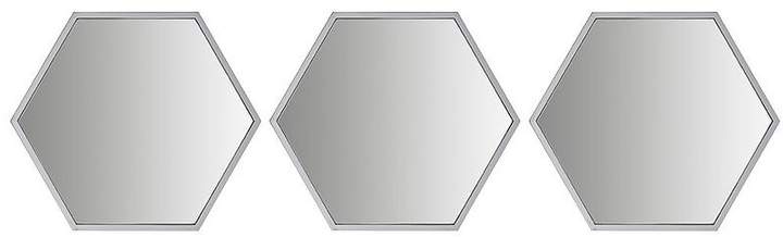 Set Of 3 Silver Hexagon Mirror